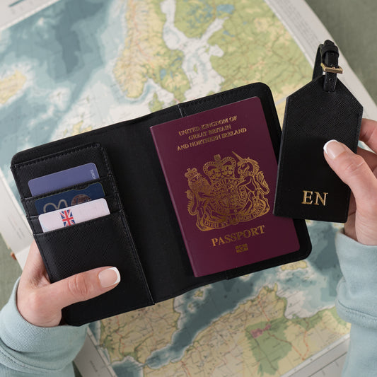 Travel Set – Passport Holder & Luggage Tag with Optional Gold Foil Embossing