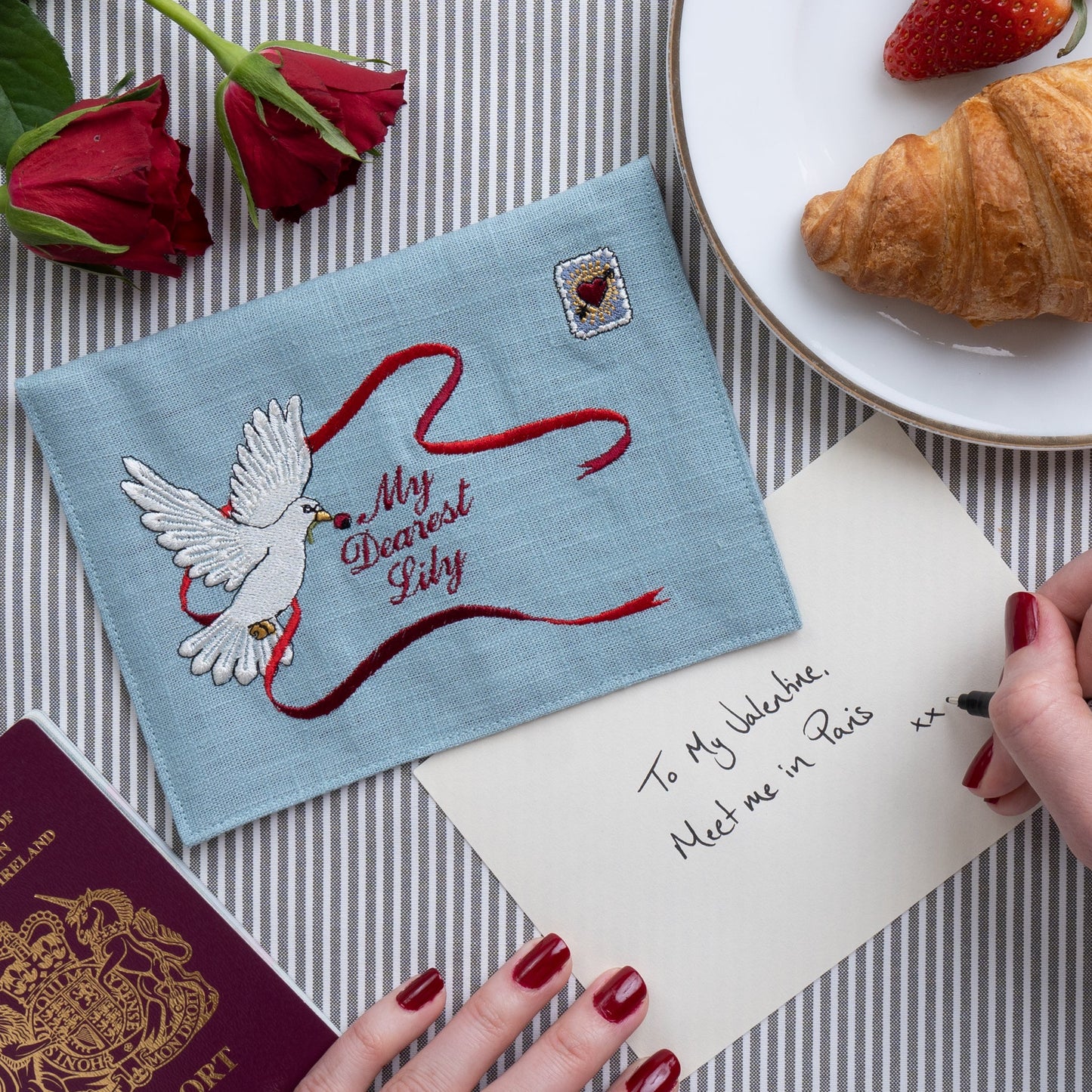 Valentine's Personalised Embroidered Keepsake Envelope