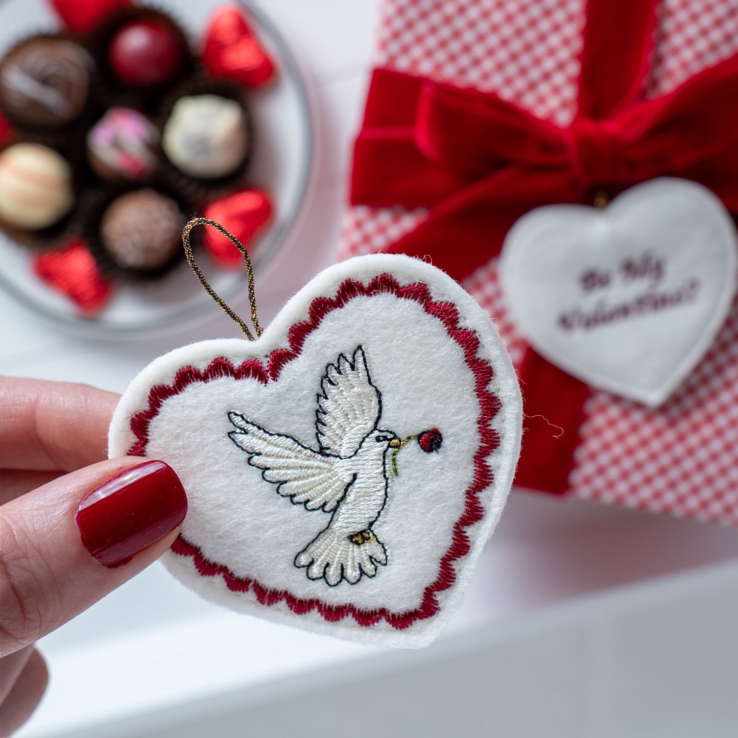 Personalised Embroidered Valentine's Gift Tag