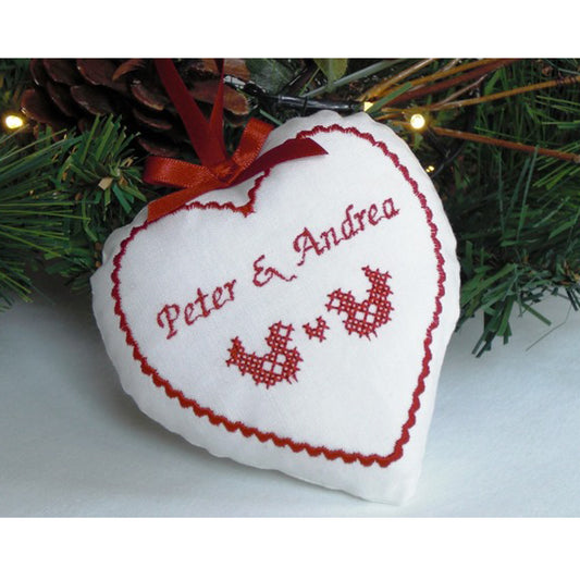 Large Couples Scandi Cross Stitch Christmas Decoration by Kate Sproston Design
