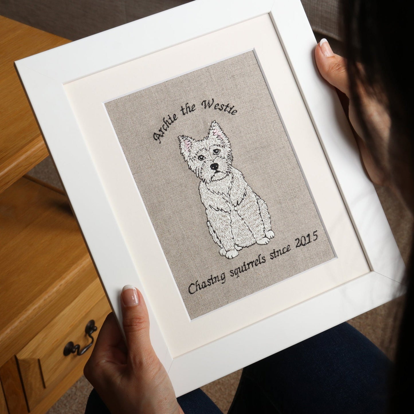 Personalised Dog Embroidered Artwork - Twelve Breeds Available