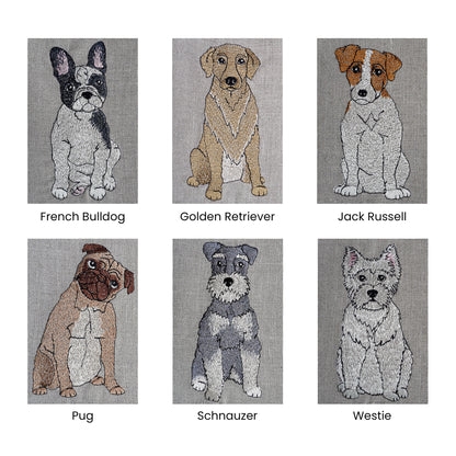 Personalised Dog Embroidered Artwork - Twelve Breeds Available