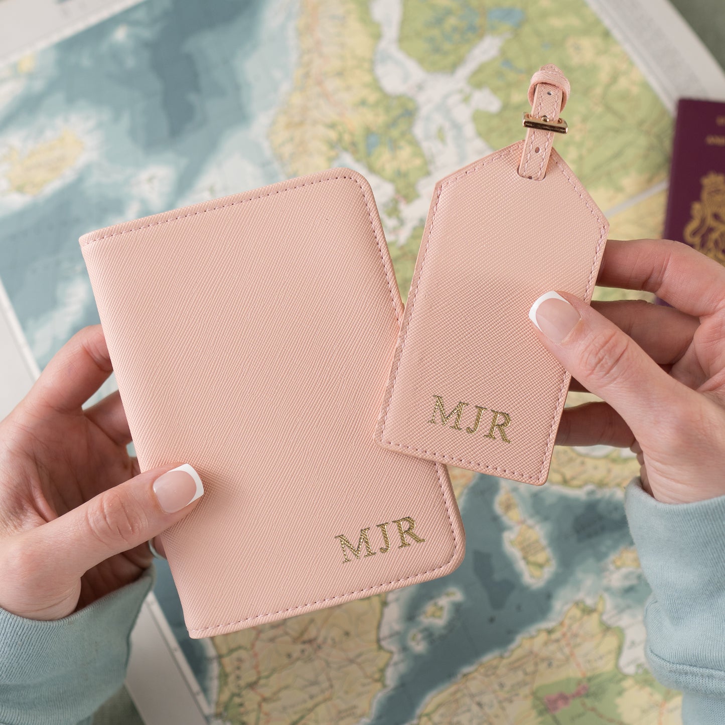 Travel Set – Passport Holder & Luggage Tag with Optional Gold Foil Embossing