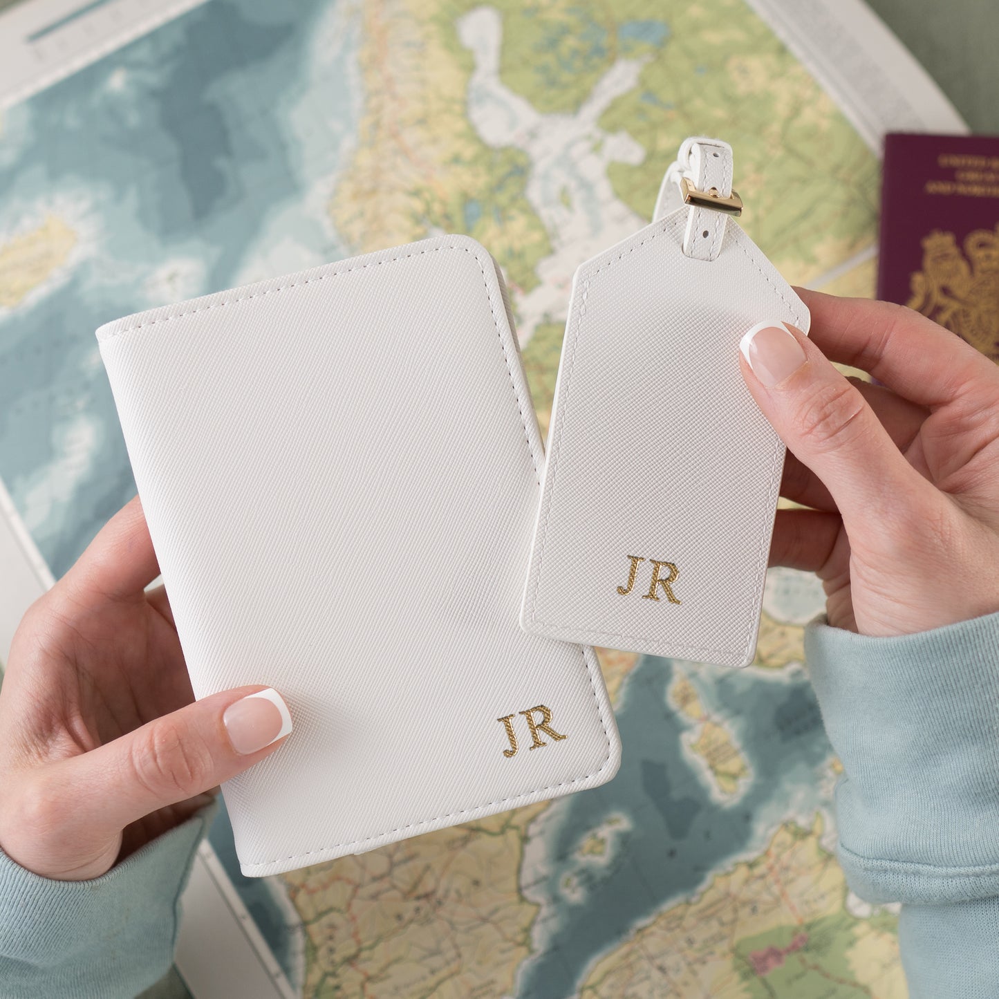 Travel Set – Passport Holder & Luggage Tag with Optional Gold Foil Embossing